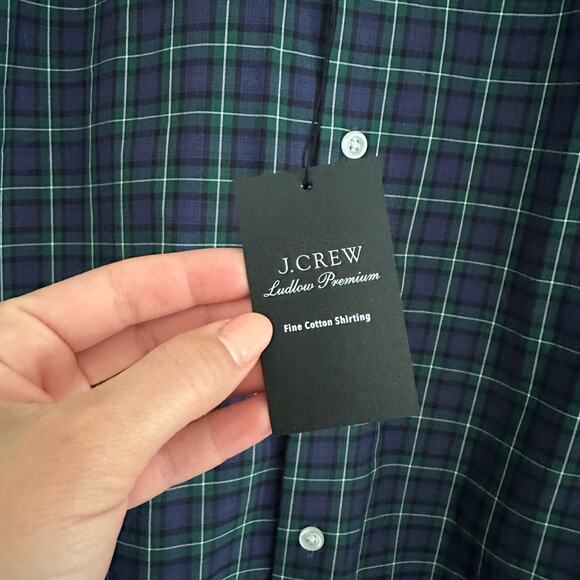 NWT J. Crew Slim-fit Ludlow Premium Fine Cotton Dress Shirt Plaid Blue 15/33 - Picture 6 of 10